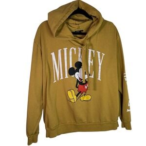 Mickey Mouse Graphic Hoodie Mustard Yellow Long Sleeve Casual‎ Top Size 1X